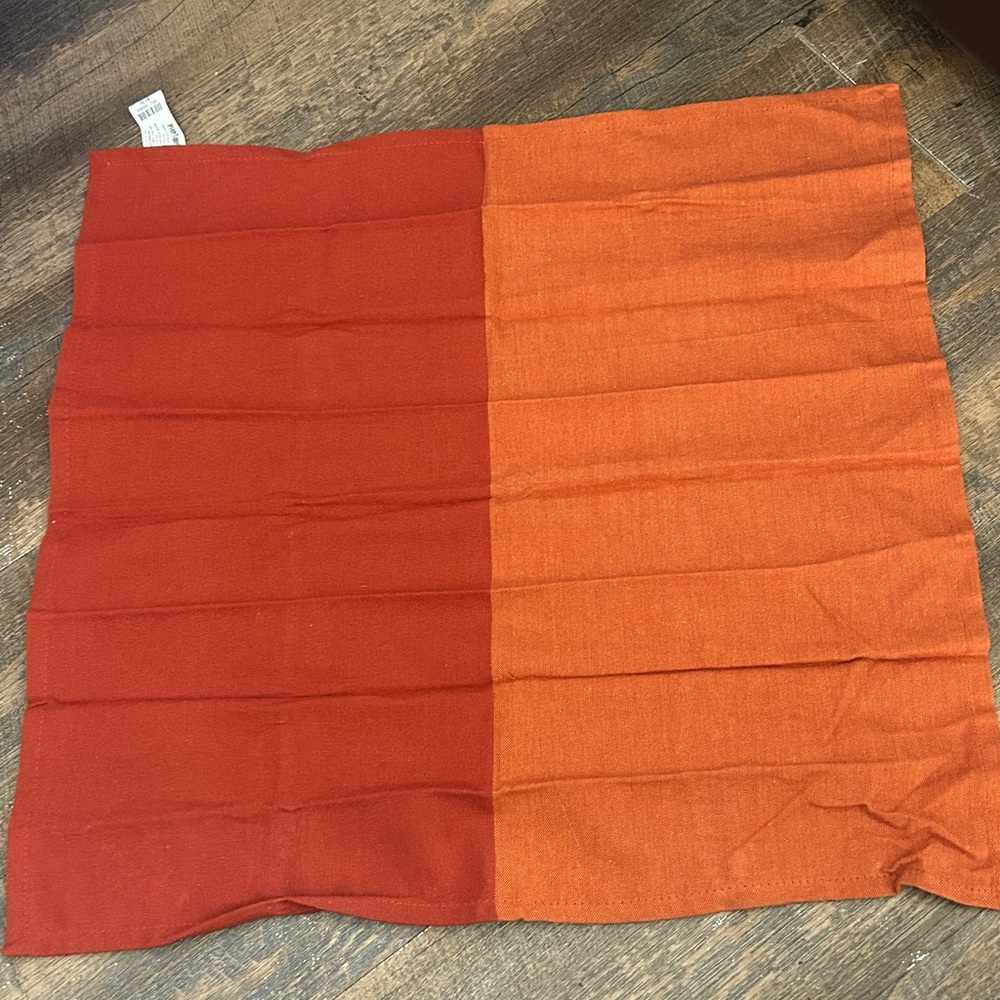 Pier 1 Harvest Check Napkin in Rich Orange‎ 4 pc. 20x20" Classic Buffet Style